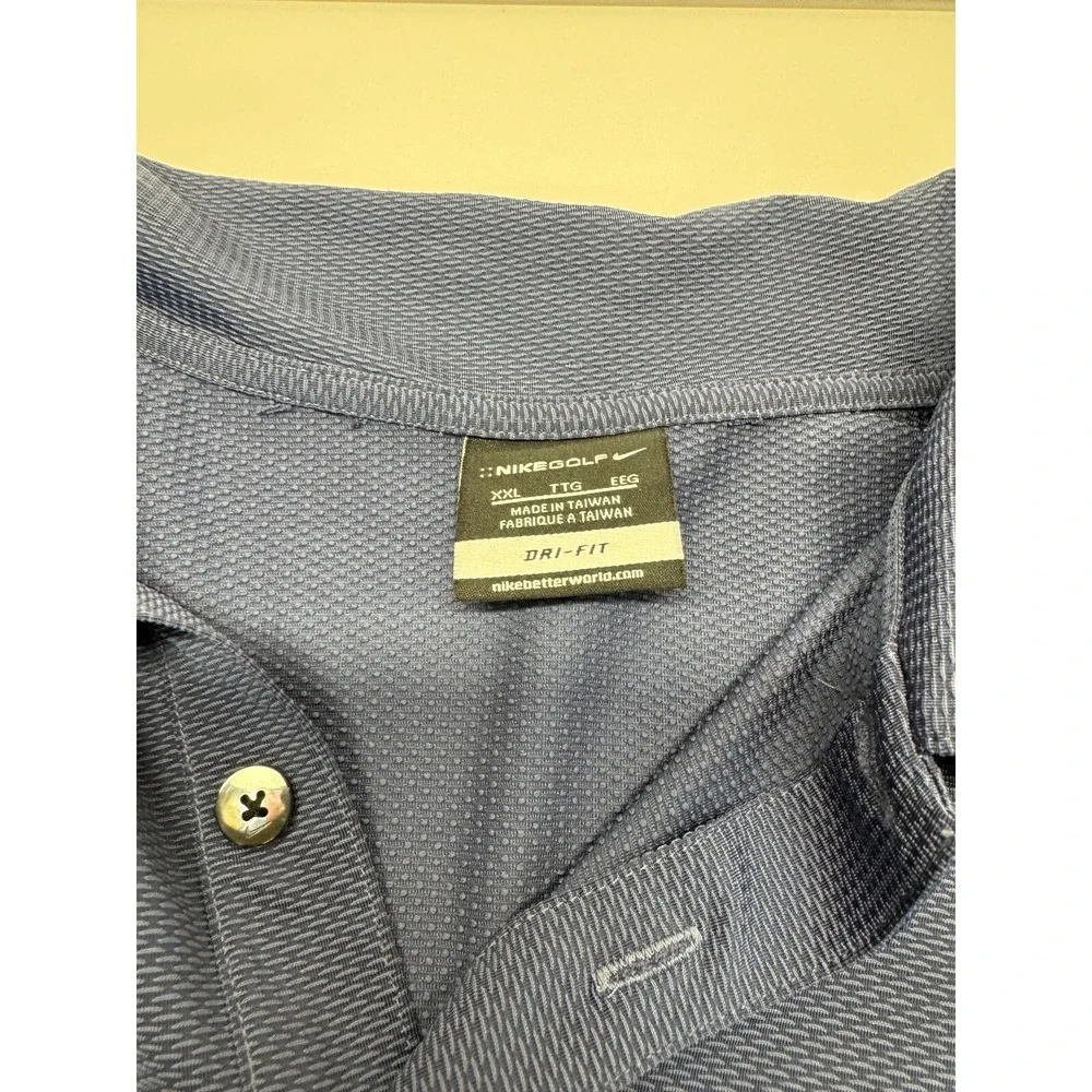Nike Golf Polo Shirt Mens 2XL XXL Blue Dri Fit‎ Blue Short Sleeve